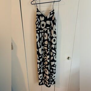 LOFT Black and White Abstract Print Maxi Dress